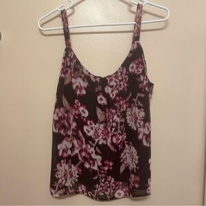 New York & Company Floral Camisole - Pink and Black